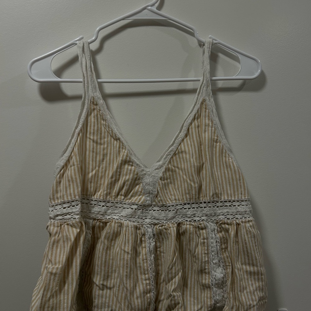 American Eagle Outfitters Beige and White Striped Tank